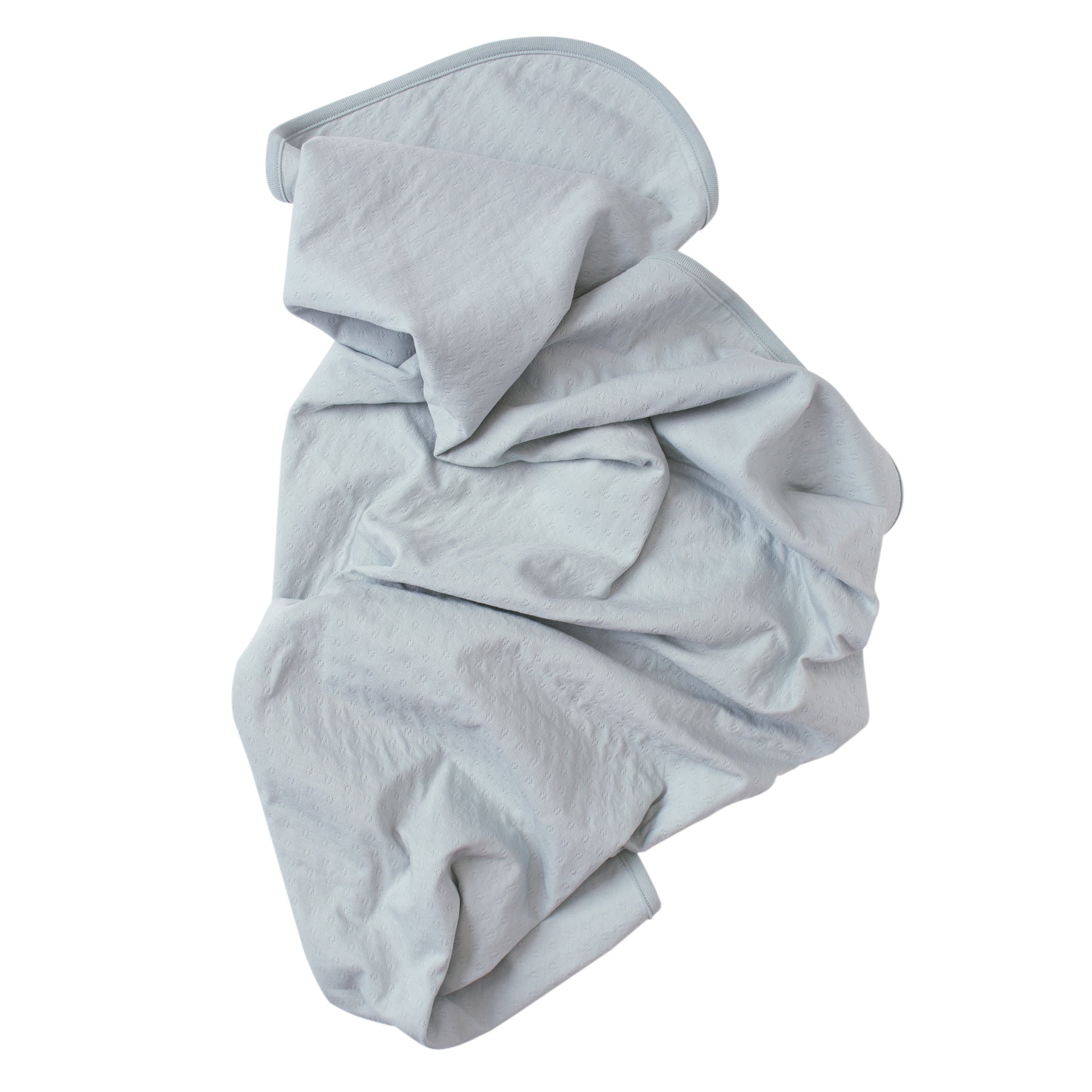 mint color pointelle ribbed knit double layered essential swaddle blanket. 33" x 33". 100% organic cotton.